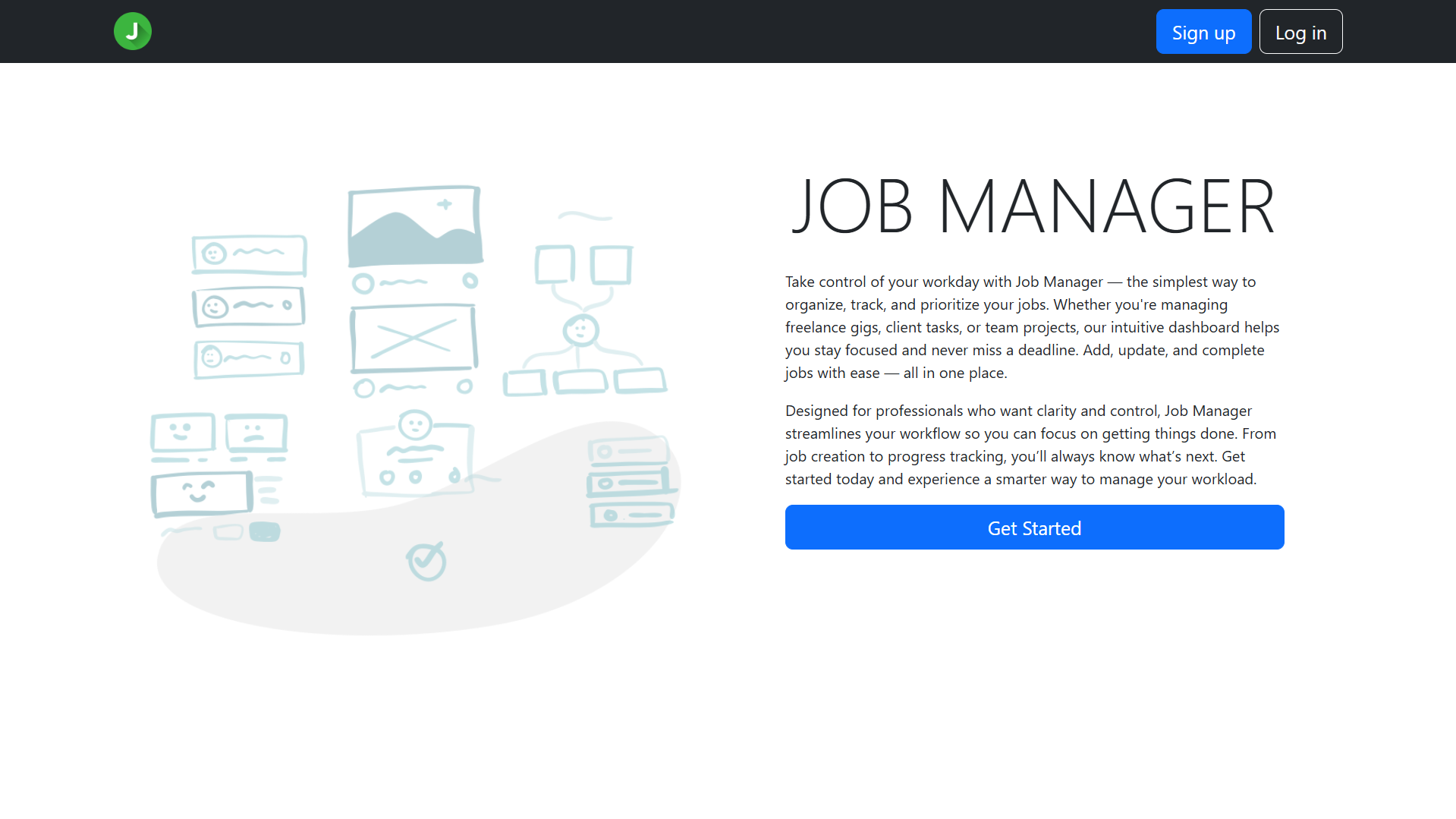 screenshot of job manager app